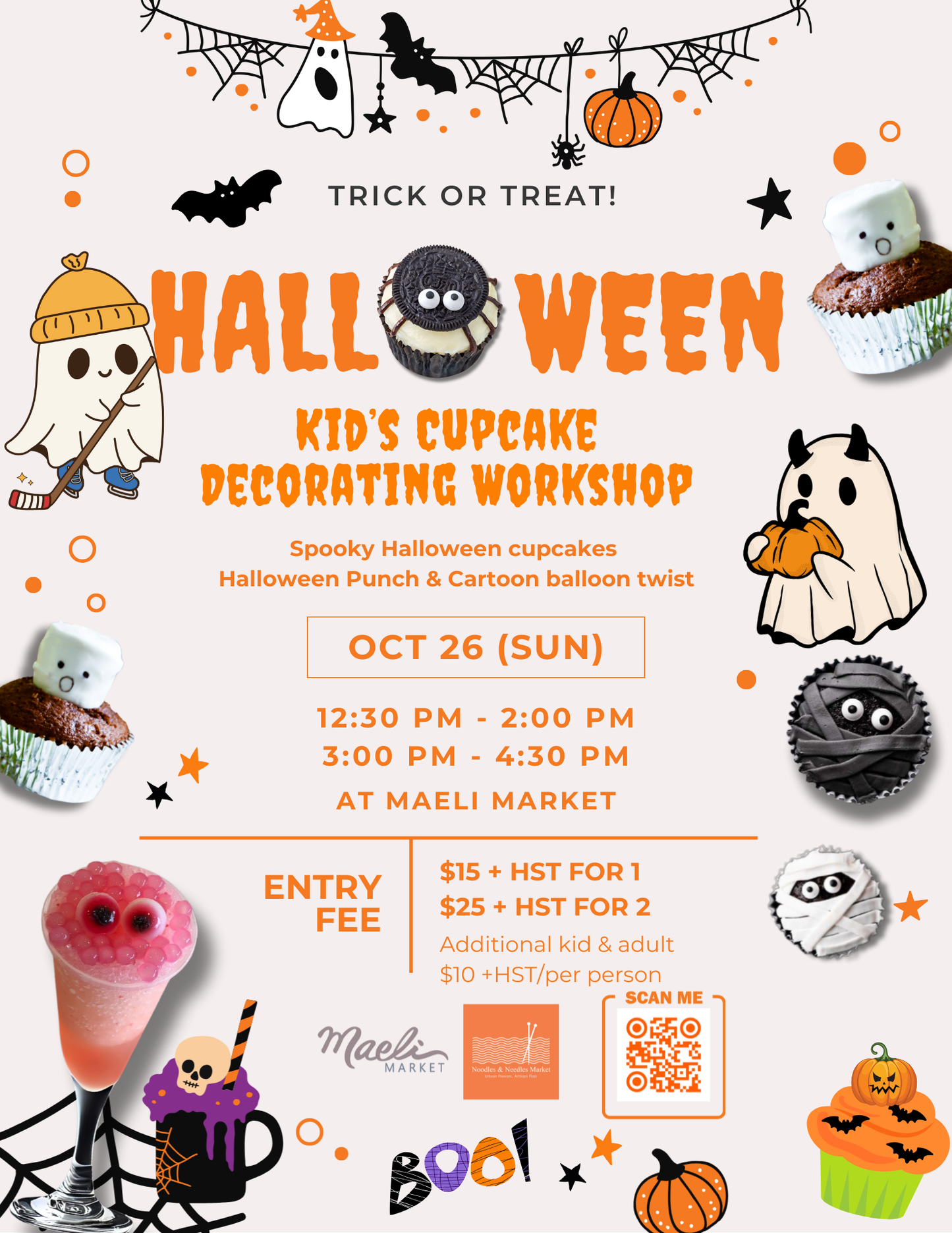 🎃 Trick or Treat! Halloween Kids’ Cupcake Decorating Workshop 不給糖就搗蛋!萬聖節杯子蛋糕裝飾手作坊 👻
